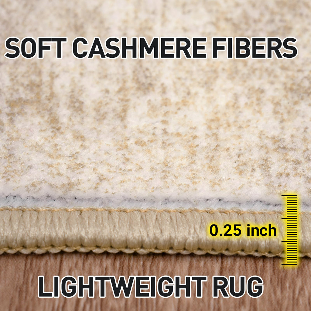 2'6''x8' Runner Rugs Washable Rug: Modern Abstract Hallway Beige Carpet