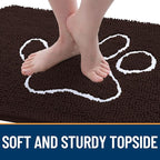 OLANLY Dog Door Mat for Muddy Paws 54x32, Paw Print Design Chenille Mud Mat