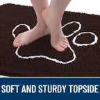 OLANLY Dog Door Mat for Muddy Paws 59x35, Paw Print Design Chenille Mud Mat
