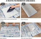 Lansny Modern Abstract Hallway Runner Rug, Blue White Washable Kitchen Runner Non-Slip Soft 2x8 Runner Rug Thin Print Faux Wool Carpet for Entryway Bedroom Laundry Room Indoor Home Decor
