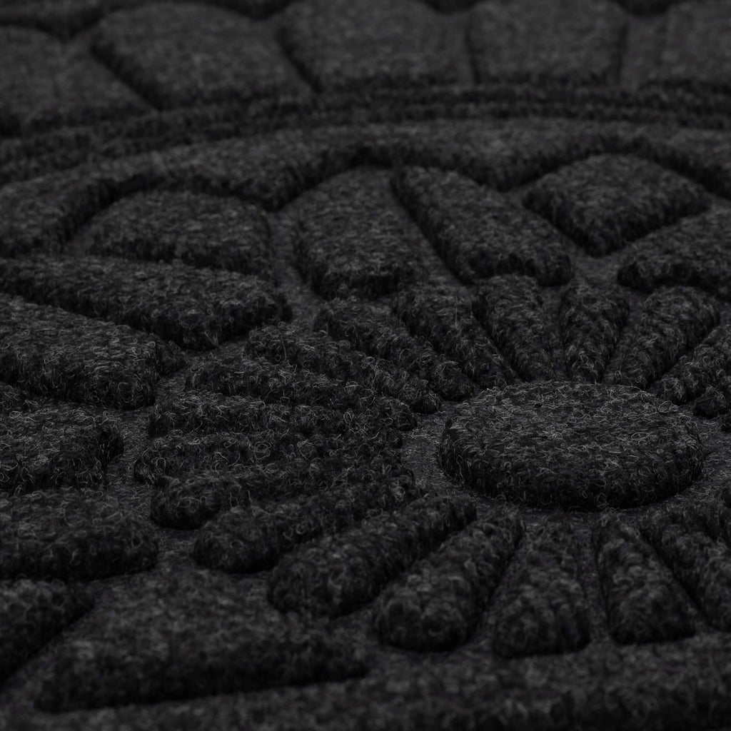 Mohawk Home Entryway Door Mat 2' X 3' All Weather Outdoor Non Slip Recycled Rubber Doormat, Rope Impressions Black