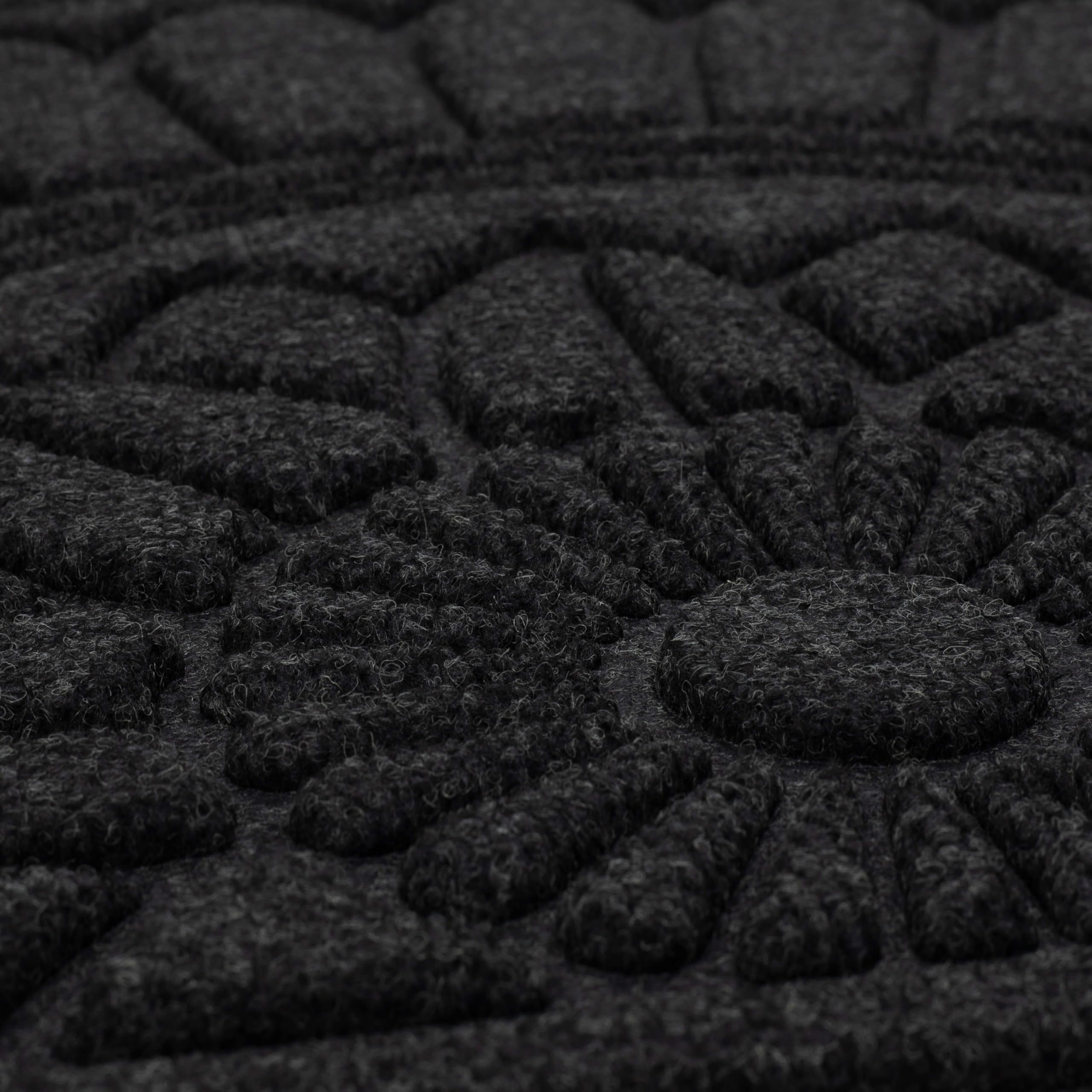 Mohawk Home Entryway Door Mat 2' X 3' All Weather Outdoor Non Slip Recycled Rubber Doormat, Rope Impressions Black