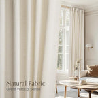 NICETOWN Linen Flax Semi Sheer Curtains 92" Length, Grommet Window Treatments Privacy Added with Light Penetration Vertical Drapes for Loft/Home Office, Natural, W55 x L92, 2 Panels