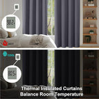 Simplebrand Ava Grey Short Blackout Curtains for Bedroom 54 Inches Long 2 Panels Set, Solid Thermal Insulated, Energy Saving Window Treatment Curtains Blackout Drapes, W40 x L54 Inch, Grey