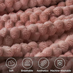 BEDELITE Fleece Blanket - 3D Jacquard Decorative Dusty Pink Throw Blankets for Couch & Bed, Soft and Cozy Warm Plush Fluffy Blanket All Seasons Suitable, 50x60Inches