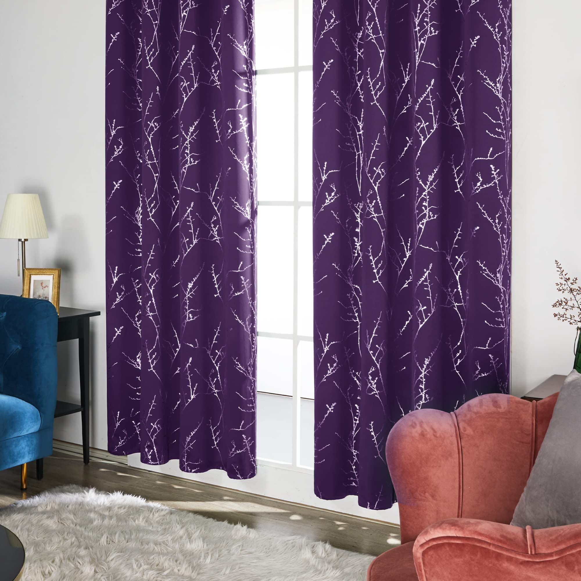 Deconovo Living Room Curtains 63 Inches Long, Blackout Curtains for Bedroom