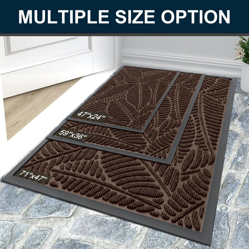 Colorxy Waterproof Front Doormat, Sturdy Natural Rubber Door Mat, 59x34