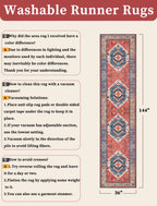 SERISSA 3x12 Washable Non Slip Boho Runner Rug for Hallway，Rust