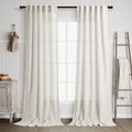 Nanspring Cream Linen Curtains 102 inches Long for Living Room Back Tab Privacy Semi Sheer Curtains Modern Farmhouse Floor to Ceiling Long Curtain 2 Panel Set 38x102 for Bedroom Dinning Room