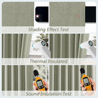Sage Green 100% Blackout Curtains 45 Inch Length 2 Panels Set for Living Room Bedroom Back Tab Thermal Insulated Black Out Linen Drapes Room Darkening Window Curtains 52x45