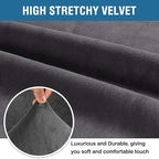 H.VERSAILTEX Stretch Velvet Sofa Covers for 3 Cushion Couch Covers Sofa Slipcovers Furniture Protector Soft with Non Slip Elastic Bottom, Crafted from Thick Comfy Rich Velour (Sofa 72"-90", Gray)