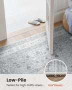 AMADA HOMEFURNISHING 5x7 Area Rugs, Washable Living Room Rug with Non-Slip Backing, Low Pile and Durable Edge Binding, Soft Vintage Floral Rugs for Living Room, Bedroom, Dining Room