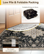 RELEANY Washable Area Rug, 5'x8', Black/Neutral