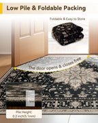 RELEANY Washable Area Rug, Large 10'x12', Black/Neutral
