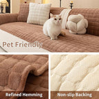 Velvet Couch Covers for Dogs, Dog Sectional Couch Covers, Pet Couchs Cover for 2-3 Seater, Couchs Protector for Dogs, Sectional Sofa Cover for Pet Washable(1PC,Dark Brown,27.6"×70.9")