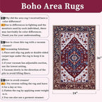 SERISSA Boho Rugs for Entryway, 2x3 Washable Non-Slip Rug Small Area Rug, Ultra Soft Oriental Vintage Burgundy Navy Low-Pile Indoor Door Mat Floor Carpet for Entrance Bedroom Kitchen Bathroom