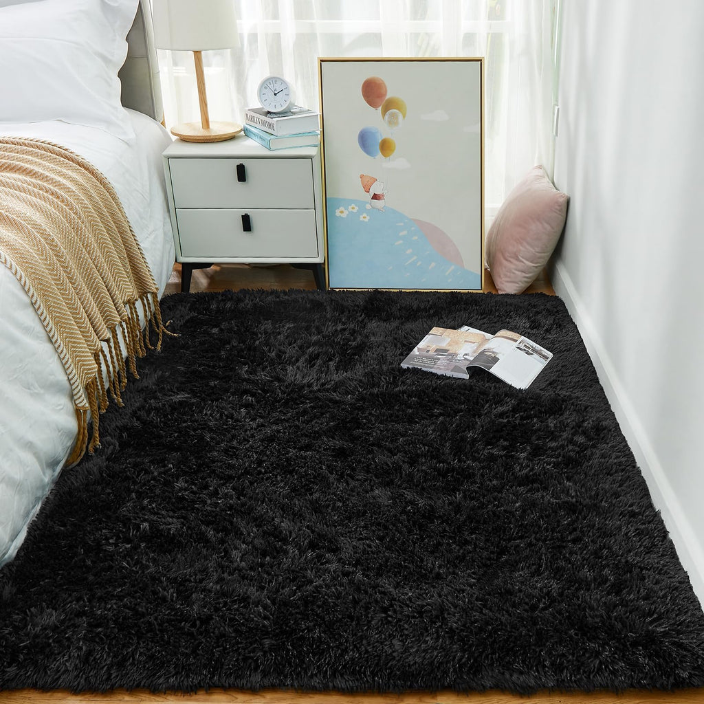 Ophanie Green Grass Area Rugs for Bedroom, 3x5 Shag Fluffy Carpet, Fuzzy Furry Plush Soft Cute Kids Baby Girls Shaggy Bedside Floor Rug for Teen Nursery Decor Aesthetic with Over 99 pcs Pile fibers
