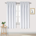 DWCN Greyish White Room Darkening Blackout Curtains - Rod Pocket Thermal Insulated Privacy Energy Saving Window Curtain Drapes 42x 72 inch Length, Set of 2 Bedroom Living Room Curtains