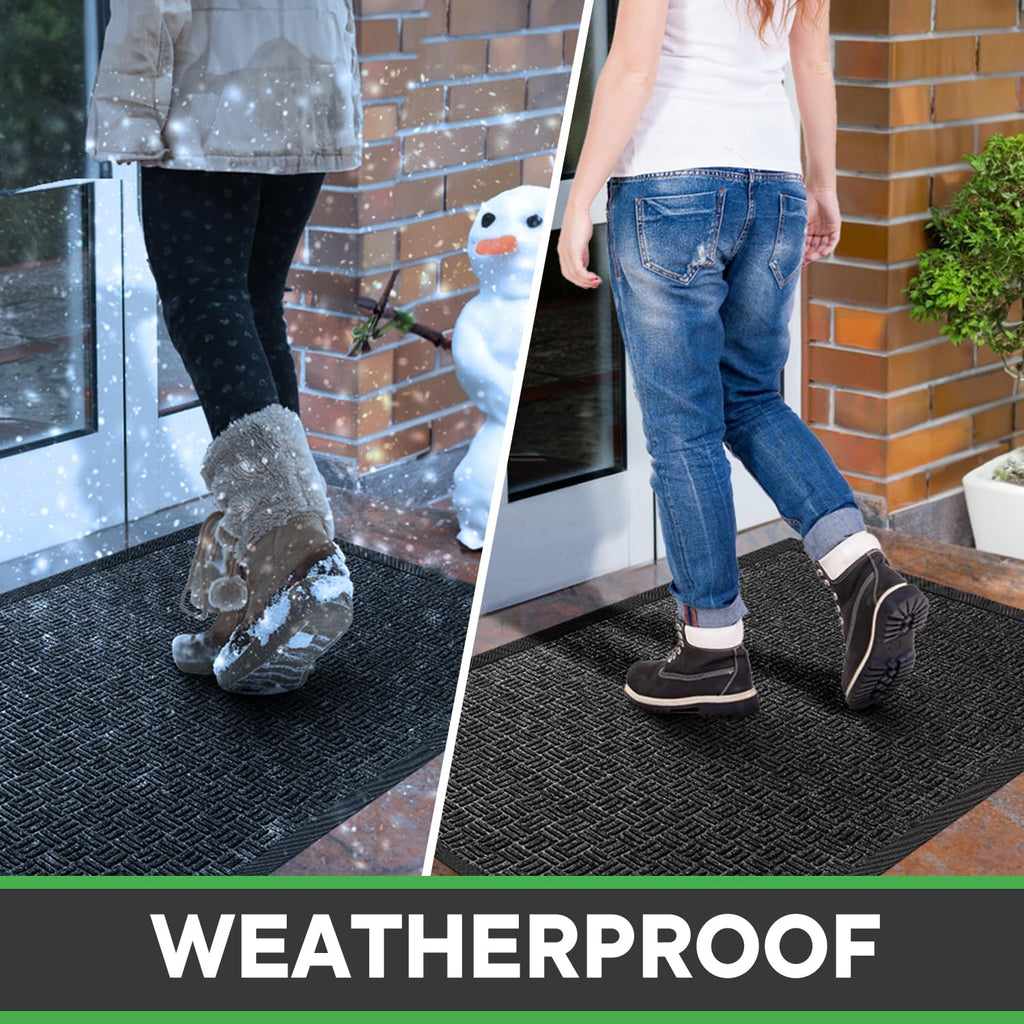Mibao Front Door Mat Outdoor Entrance, 73" x 46" Heavy Duty Welcome Mat for Outdoor and Indoor, Waterproof Dirt Trapper Doormat, Super Absorbent Indoor Entryway Mat for Patio & Porch - Gray