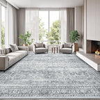 Lofus 10x14 Area Rug for Living Room,Grey Washable Large Rugs with Non-Slip Backing,Soft Boho Carpets for Bedroom Dining Room Home Office Indoor Nursery
