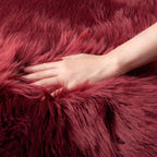 Ashler Faux Fur Rug, Deep Red Area Rugs, Fluffy Sheepskin Fur Rug, Fuzzy Ultra Soft 2 x 6 Ft Rugs, Machine Washable Shag Rug, Nursery Throw Rugs for Bed, Living Room
