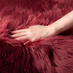Ashler faux fur rug, Fluffy Shaggy Area Rug Ultra Soft 2 x 3 Feet Sheepskin Fur Rug, Deep Red Fuzzy Rug Machine Washable Shag Rug, Nursery Decor Throw Rugs for Bedroom, kids room, Living Room