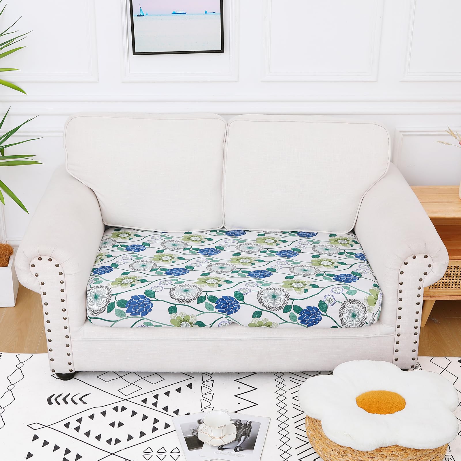 Smiry Printed Couch Cushion Covers, Stretch Couch Covers for Sofa