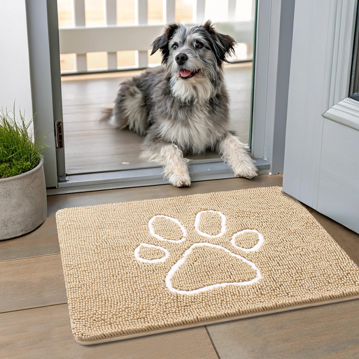 Smiry Dog Door Mat for Muddy Paws, Absorbent Non Slip Dirt Trapper, 24x16