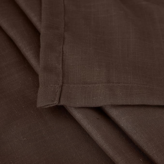 BGment Brown Linen Short Curtains 36 Inch Length for Window, Small Sheer Drapes for Kitchen Cafe Over Sink Bathroom Decor Lightweight Rustic Country Textured Rod Pocket, 2 Panels, Each 30 Inch Wide