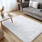 OLANLY 3x5 Machine Washable Small Bedside Rug, Soft Fluffy Shaggy Rugs for Living Room, Bedroom, Indoor Floor Carpet for Kids Girls and Boys, Preppy Dorms, Nursery, Home Decor Aesthetic, White