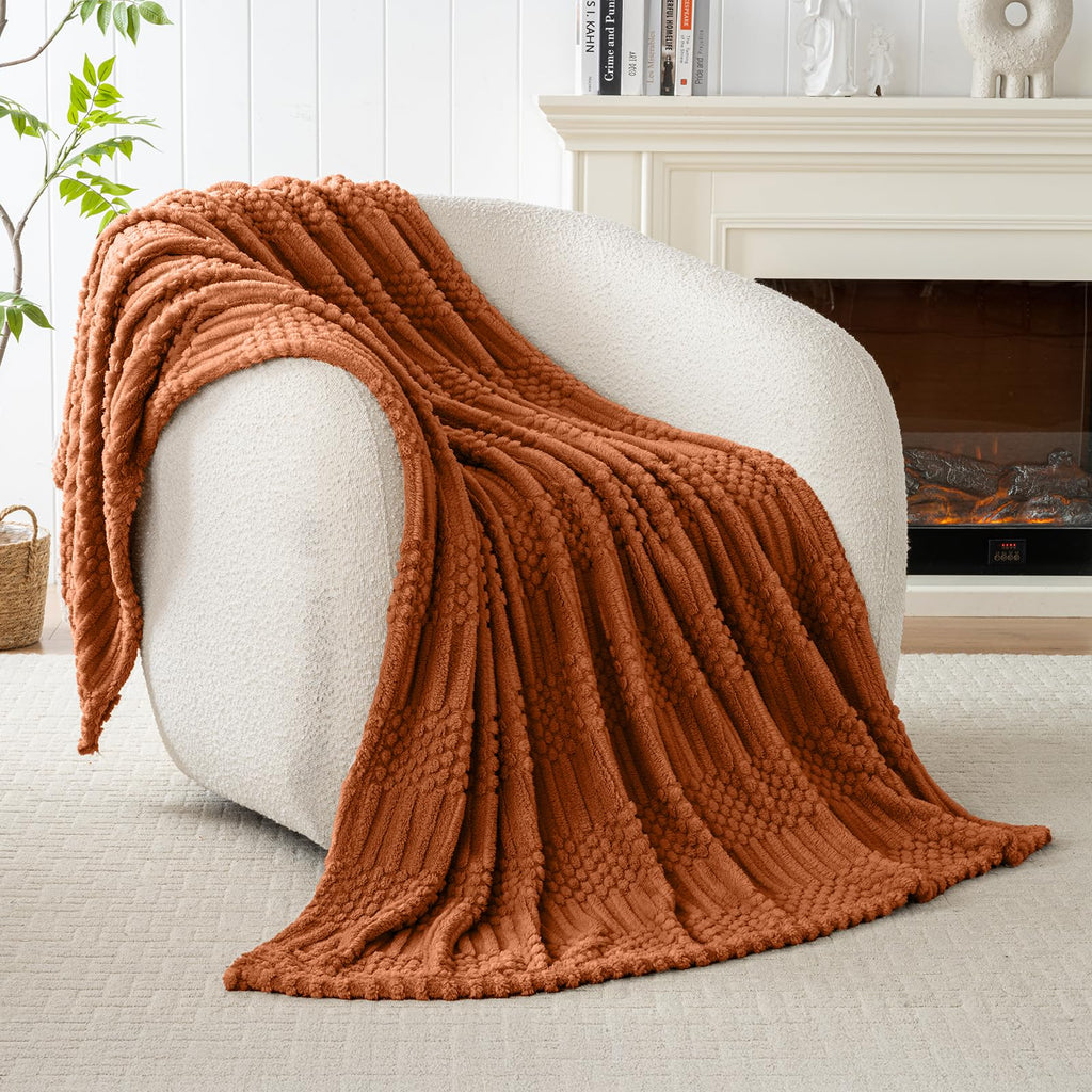 60x80 Inch Rust Twin Blanket - Soft & Fluffy Fleece, Cute & Aesthetic, Perfect for Sofa, Couch, Chair, Bed, Living Room & Bedroom, All-Season Use, Plush & Cozy Decorative Blanket
