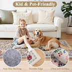 HEBE Washable Hallway Runner Rug 2'x 6' Non Slip Kitchen Rugs Runner,Low Pile Entryway Rug Laundry Room Mat Floral Carpet Runners for Hallways, Kitchen,Bathroom,Laundry,Bedside Rug