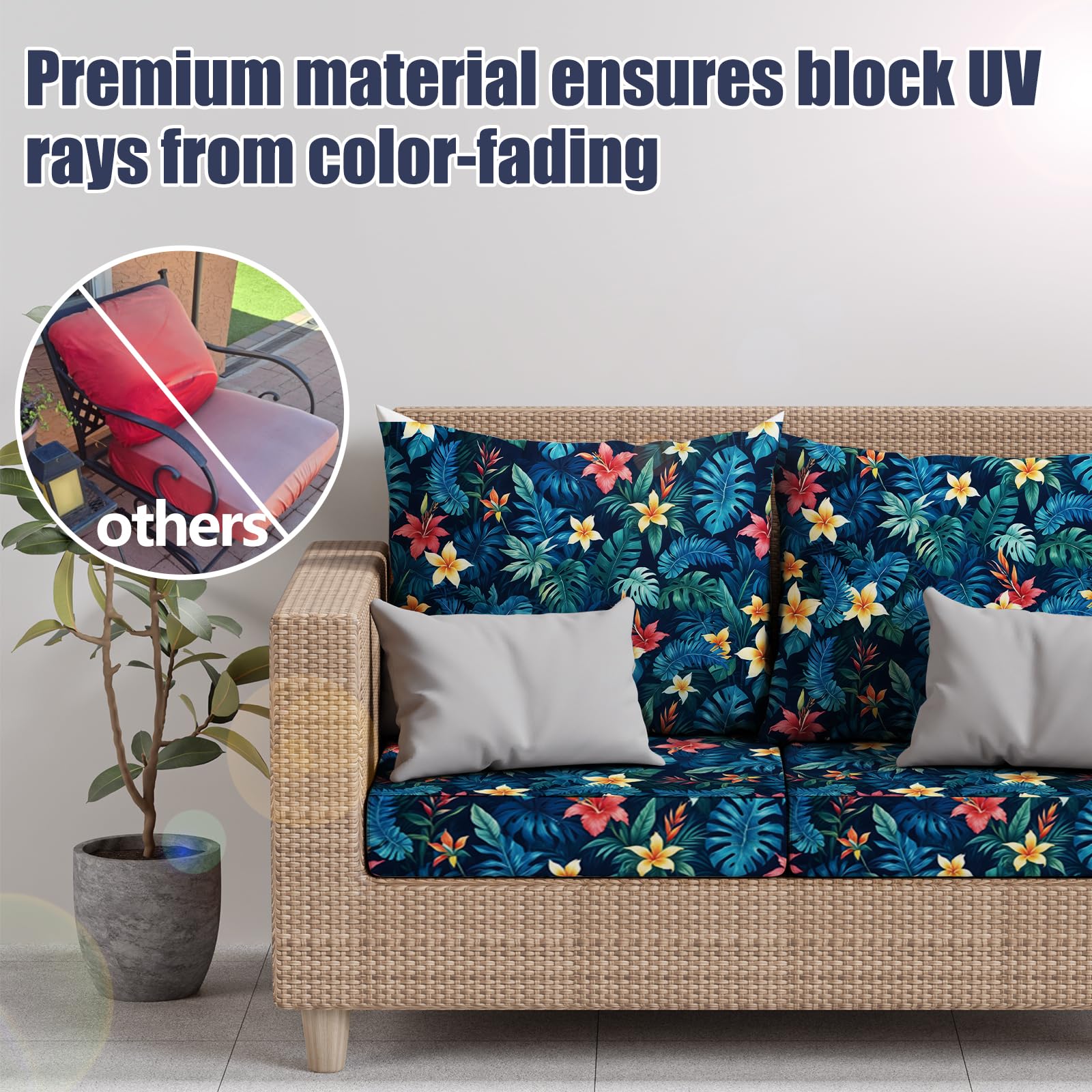 8Pcs Outdoor Cushion Covers, Stretch Patio Furniture Couch Chair Slipcovers