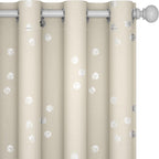 Deconovo Designer Series Silver Cubic Print Room Darkening Curtains for Living Room Bedroom Sliding Glass Door, Light Beige, 52W x 95L Inches Long, 2 Panels
