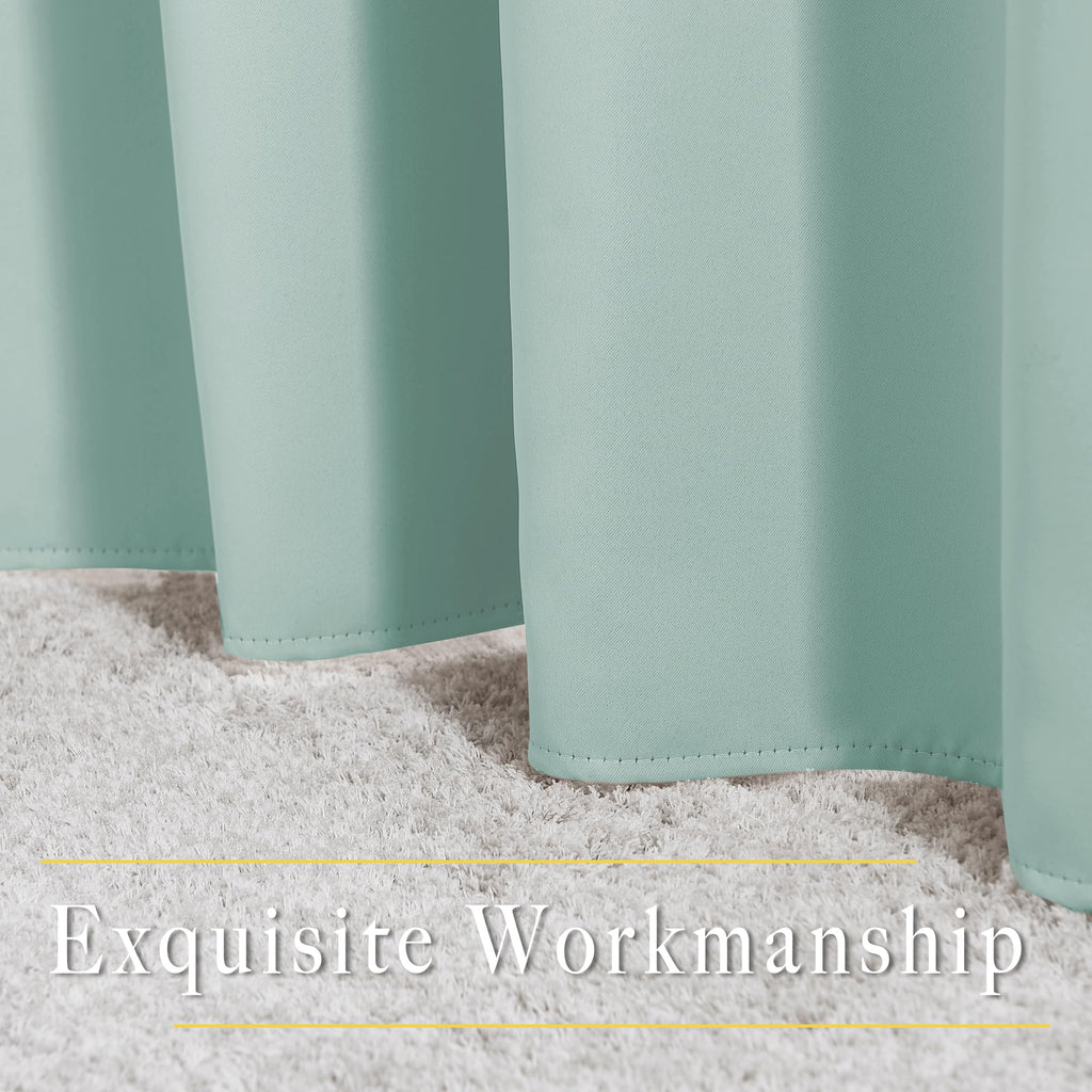 NICETOWN Insulated Curtains Blackout Draperies - Window Treatment Seafoam Green Blackout Eyelet Top Curtains/Panels for Bedroom/Living Room Window, 95 inches Long, 2 Panel Set