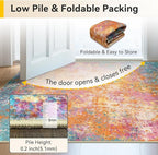 Washable Area Rugs 8'x10' Non-Slip Modern Abstract Soft for Living Room Entryway Bedroom Nursery, Print Pattern, Orange Blue Pink Yellow Colorful