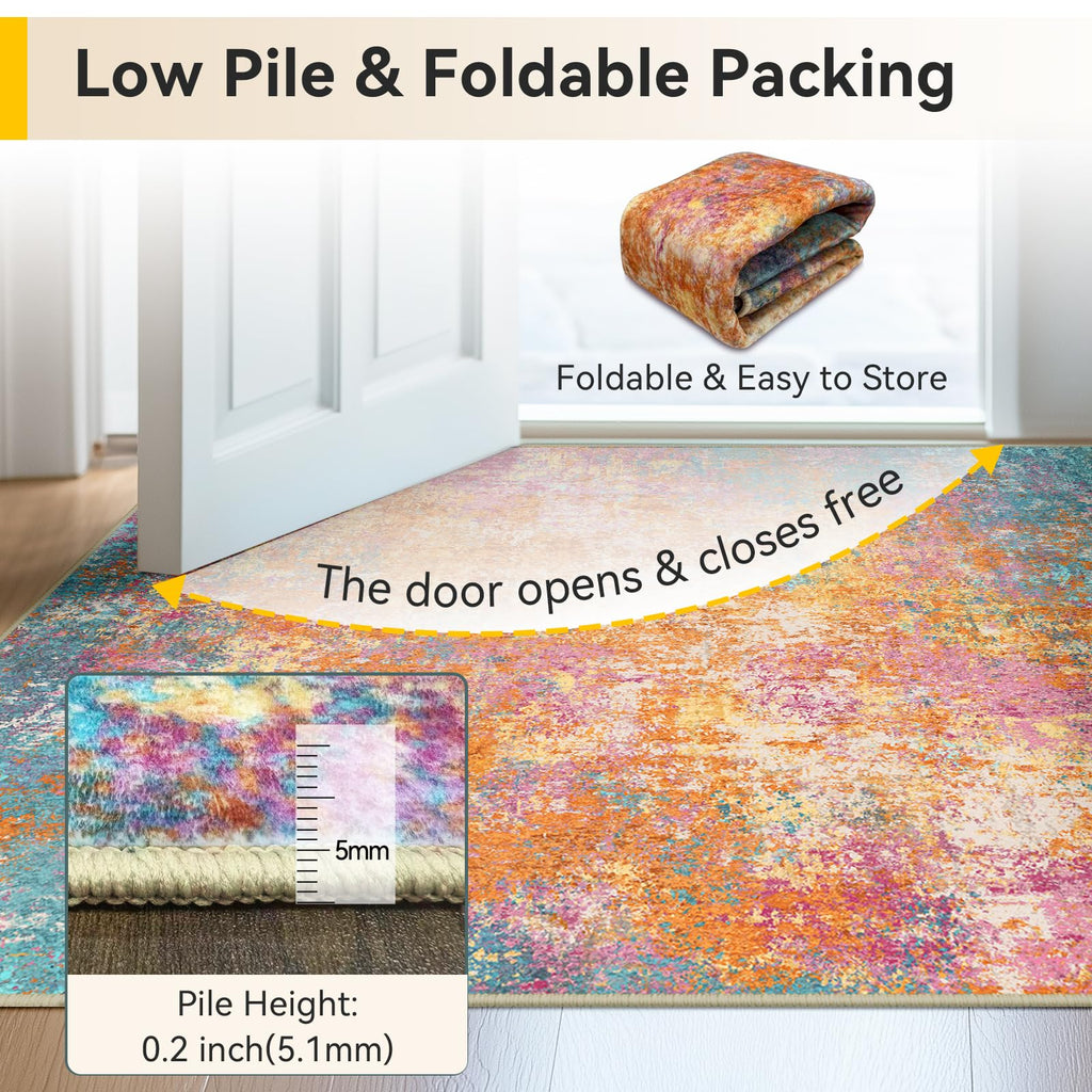 RELEANY Washable 6'x9' Abstract Area Rug for Living Room Starlight