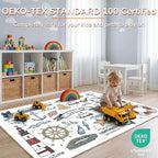 OPPODREAM Nautical Soft Area Rugs 5x7, Washable White Rug with Non Slip Backing, 5 x 7 Faux Cashmere Low-Pile 5x7 Carpet