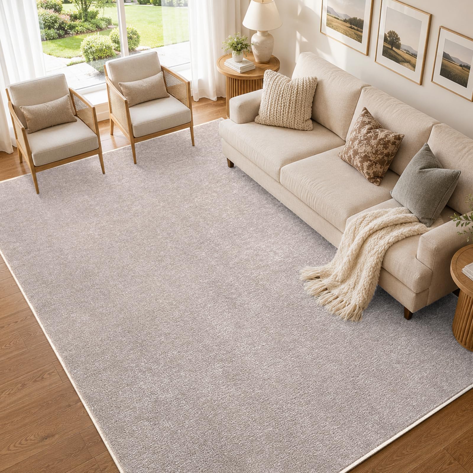 6x9 Large Oatmeal/White Area Rug Non-Slip Washable for Living Room Bedroom