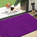 OLANLY Dog Door Mat for Muddy Paws 47x32, Absorbs Moisture and Dirt, Absorbent Non-Slip Washable Doormat, Quick Dry Chenille Mud Mat for Dogs, Entry Indoor Entryway Carpet for Inside Floor, Purple