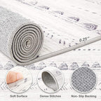 Nakagishi 10x13 Area Rugs Living Room: Washable Boho Large Neutral Soft Farmhouse Rug Stain Resistant Modern Moroccan Non-Slip Indoor Floor Carpet for Bedroom Nursery Kids Playroom Office- Gray