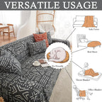 HANDONTIME Sofa Covers Boho Couch Cover for 3 Cushion Couch Sofa Geometric Couch Cover for Living Room Pet Sofa Slipcovers Couch Protector for Dogs Aesthetic Cushion Cover, Black/White