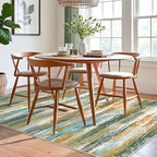 Lansny Modern Abstract 6x9 Machine Washable Living Room Rug Non-Slip Soft Bedroom Area Rug Green Mustard Multi Ultra Thin Print Faux Wool Floor Carpet Throw Rug for Nursery Playroom Dining Room Indoor