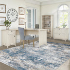 XLUEZ 5x7 Area Rugs for Living Room, Washable Modern Abstract Large Area Rug Neutral Soft Non Slip Kids Rug Stain Resistant Indoor Carpet for Bedroom Nursery Dining Room Playroom(BlueWhite, 5'x7')