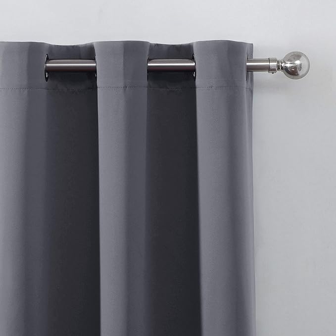 LEMOMO Grey Thermal Blackout Curtains/52 x 54 Inch/Set of 2 Panels Room Darkening Curtains for Bedroom