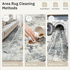 Abstract Rug 8x10 Large Living Room Rugs Neutral Modern Washable Area Rugs for Bedroom Dining Room Non-Slip Stain Resistant Foldable Thin Rug Gray Blue