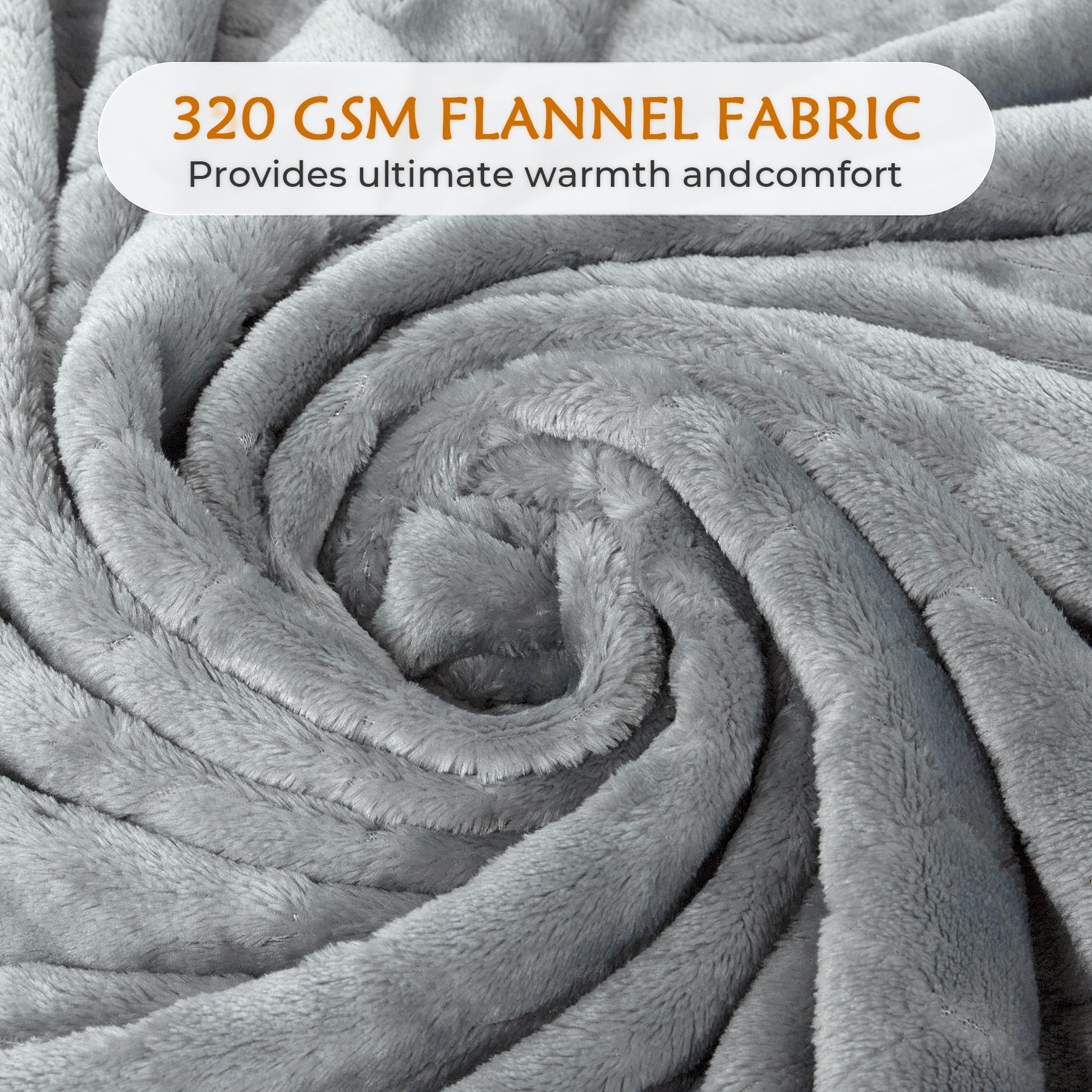 TOONOW Fleece Blanket Super Soft Cozy Throw Blanket 50" x 60", Lightweight Fuzzy Comfy Textured Flannel Blanket Warm Plush Throw Blankets for Couch, Sofa, Bed, Light Grey