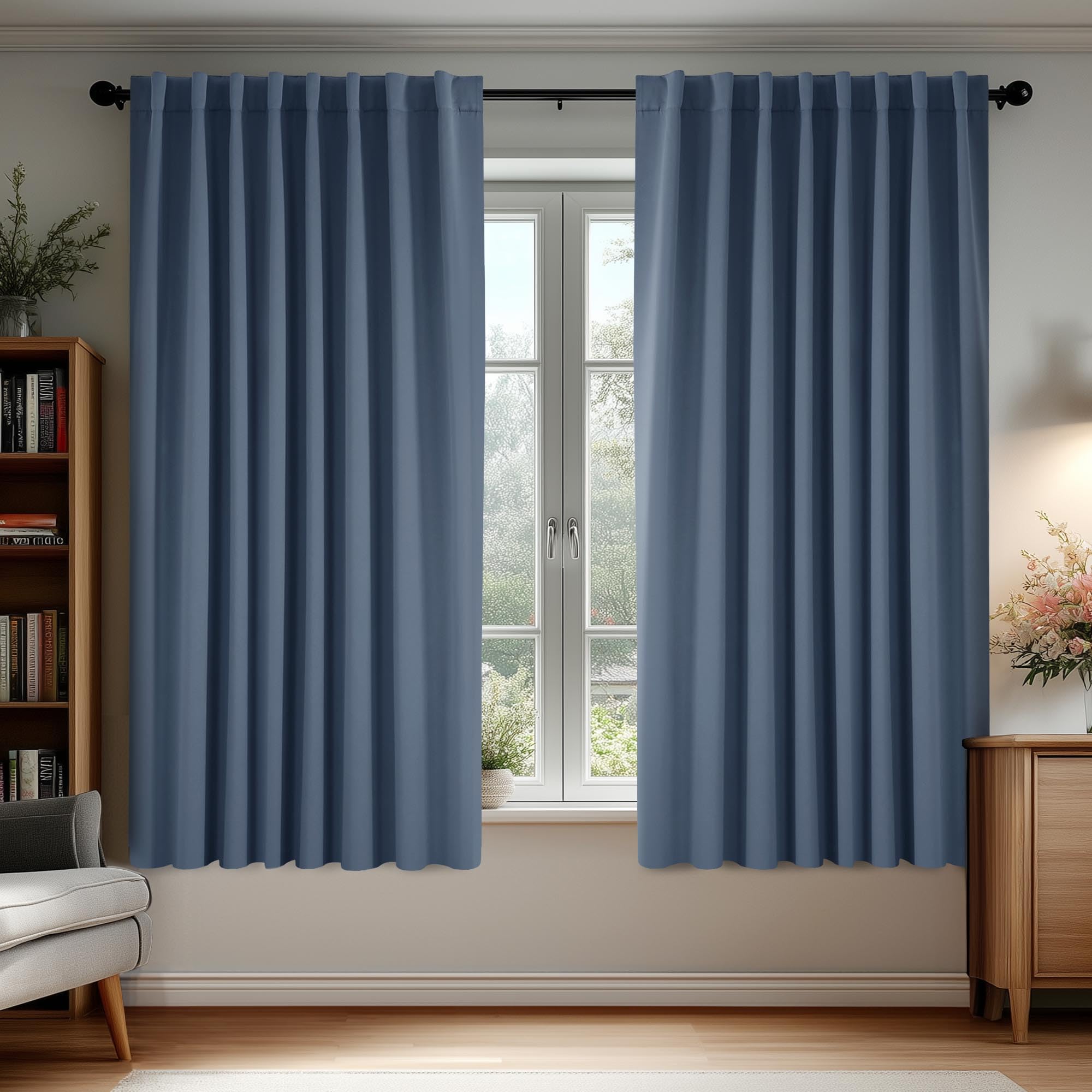 Deconovo Blackout Curtains for Bedroom, Living Room Curtains 63 Inches Long
