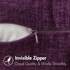 MIULEE Pack of 2 Couch Throw Pillow Covers 20x20 Inch Soft Plum Purple Chenille Pillow Covers for Sofa Living Room Solid Dyed Pillow Cases
