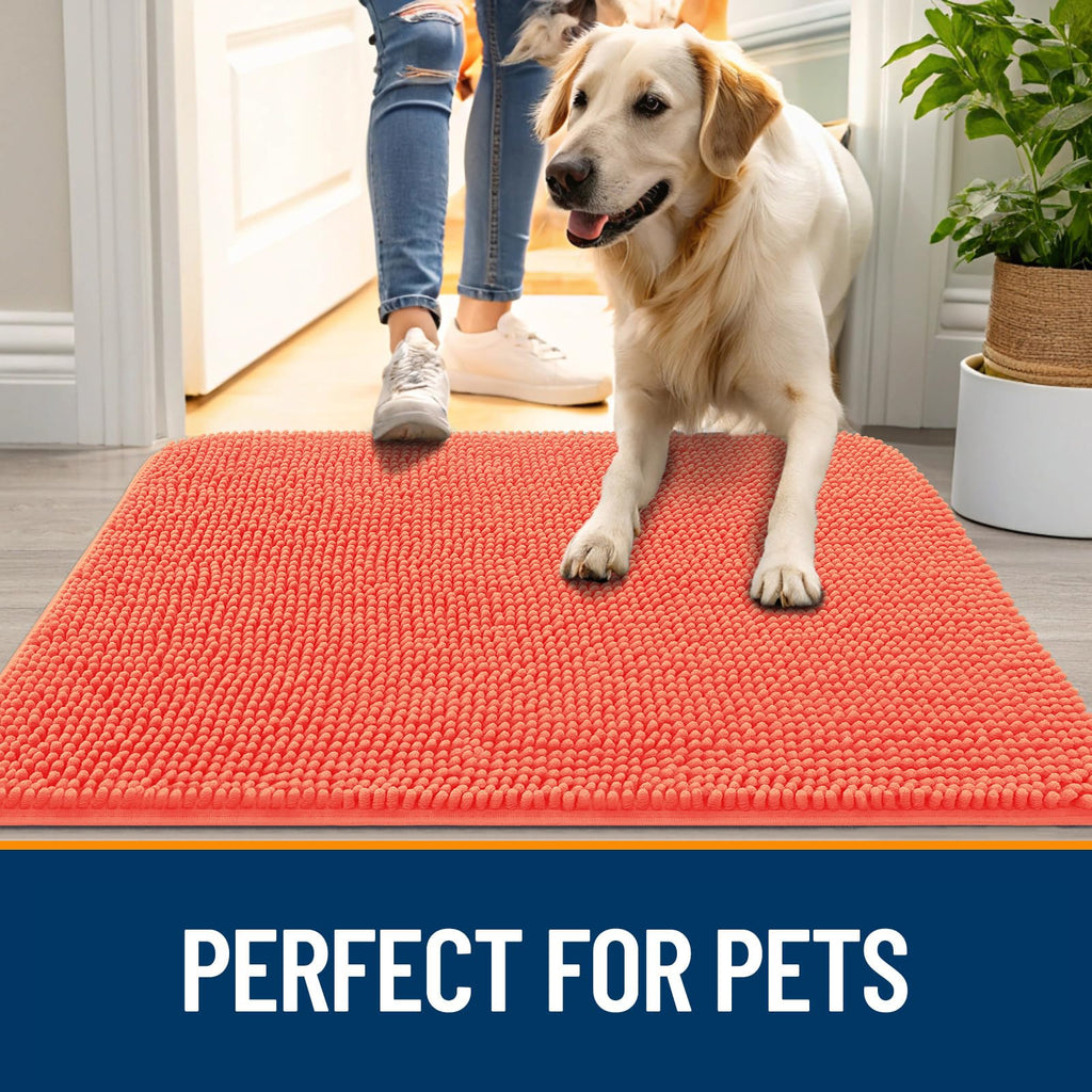 OLANLY Dog Door Mat for Muddy Paws 40x24, Super Absorbent Chenille Mud Mat